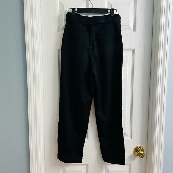 Aje Trousers Pants Cropped Ankle Black Wool Minimalist Work Academia 6 Small - Picture 4 of 8